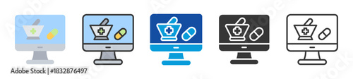 telepharmacy icon set multi style various collection