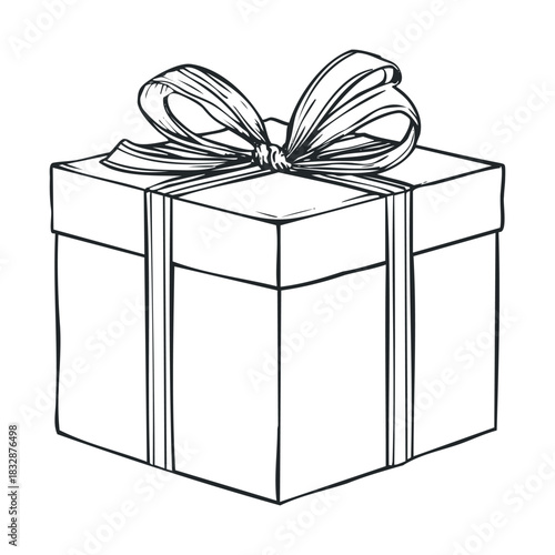 Lightly shaded sketch of a perspective gift box.