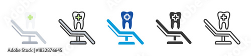 dental chair icon set multi style various collection