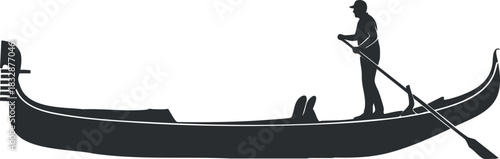 Silhouette vector illustration of a man rowing a boat, ideal for outdoor and travel-themed design projects