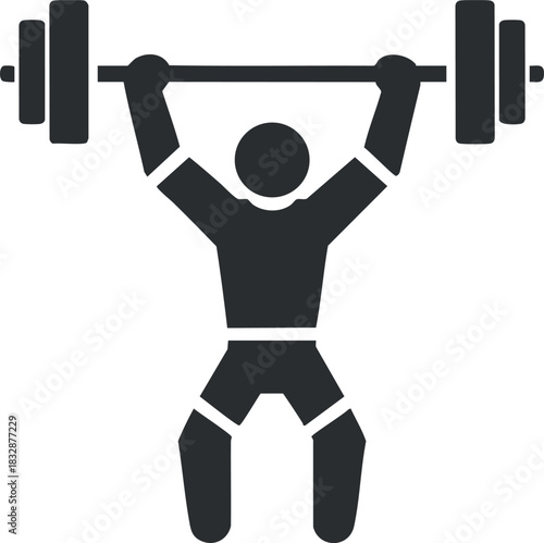 Silhouette vector illustration of a person lifting a barbell, representing fitness and strength training for health and sports projects