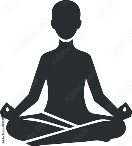 Silhouette vector illustration of a person in a meditative pose, ideal for wellness and mindfulness themes