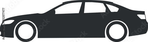 Minimalist black silhouette vector illustration of a car in side view, ideal for automotive and transportation design projects