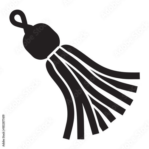 Elegant tassel illustration decorative element with hanging threads vector graphic isolated on white background