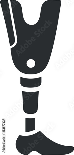 Modern minimalist vector illustration of a prosthetic leg design for medical and rehabilitation contexts