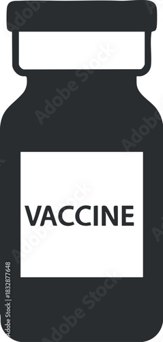 Flat design vector illustration of a vaccine bottle, ideal for health and medical projects or informational materials