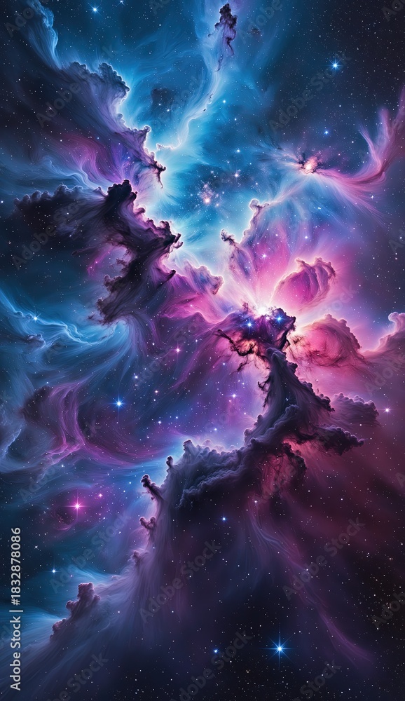 Naklejka premium Ai image deep space nebula