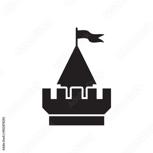 Castle tower icon simple flat vector glyph design isolated on white background