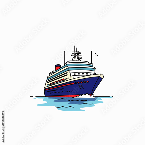 A vibrant illustration of a majestic cruise ship gracefully navigating the open sea, symbolizing luxurious travel, adventure, and unforgettable ocean voyages.