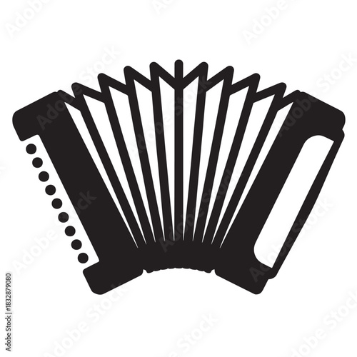 Accordion vector icon musical instrument illustration in simple black and white style isolated on white background