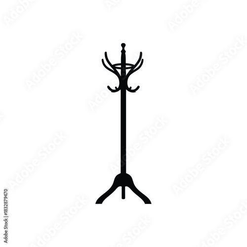 Vintage Hall Tree or Coat Rack Silhouette Icon