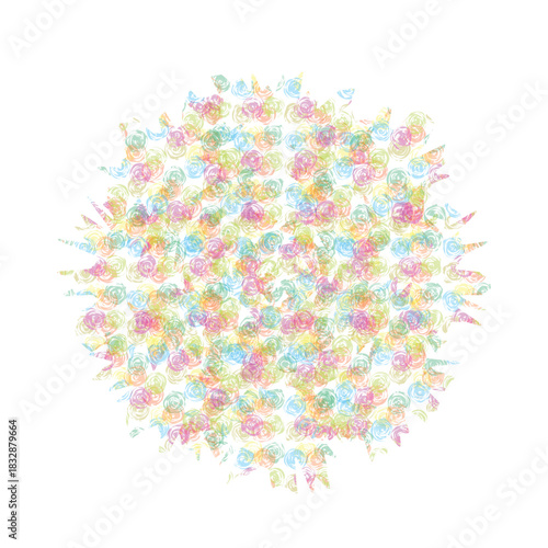Abstract Circular Pattern of Colorful Spiral Flowers