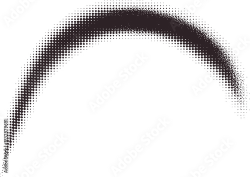 Dark gray halftone arc on white background abstract