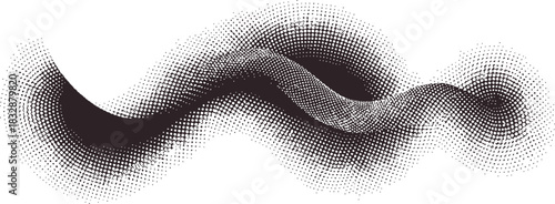 Dark gray halftone wave pattern on white background
