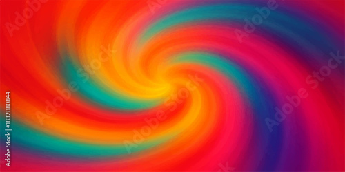 Abstract bright colourful rainbow swirl vortex pattern design texture with round shape illustration