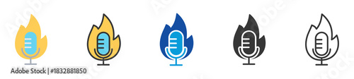 podcast trending icon set multi style various collection