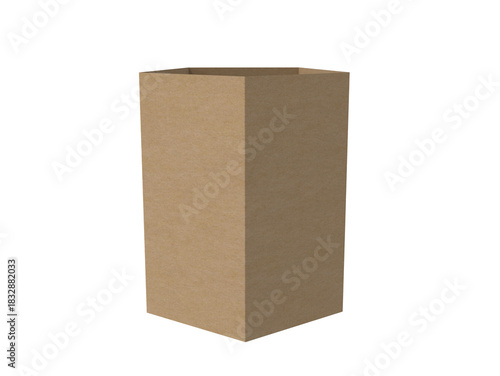 3D Render a cardboard box with a lid on a white background