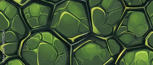 Turtle shell texture with copy space. Close-up turtle pattern. Reptile shell design. Turtle scales. Realistic turtle shell. Turtle design texture. Detailed turtle shell close-up. Wild Animal texture.	