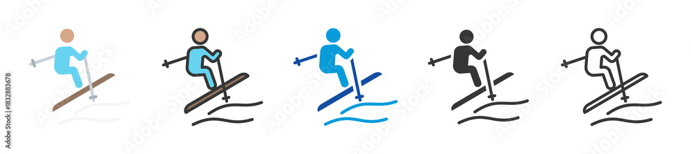 Obraz premium ski icon set multi style various collection