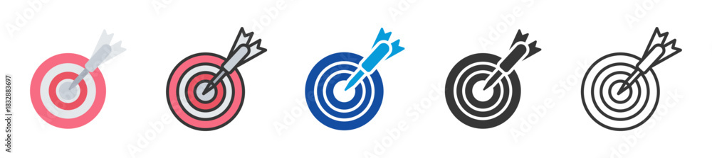 Fototapeta premium dart board icon set multi style various collection