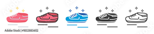 jogging shoes icon set multi style various collection