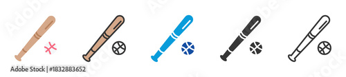 baseball bat icon set multi style various collection