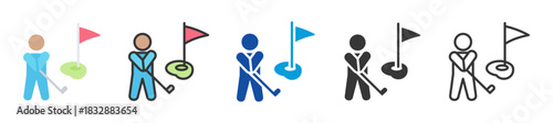 golf icon set multi style various collection