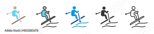 ski icon set multi style various collection