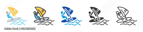 windsurf icon set multi style various collection