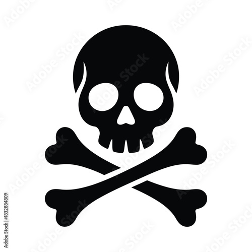 Classic black skull and crossbones symbol for danger