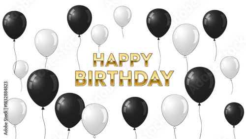 Happy Birthday Balloons A Festive Celebration with Black and White Balloons