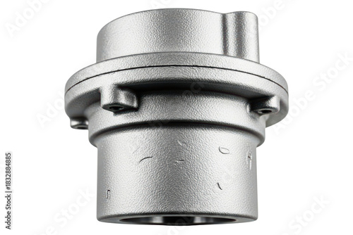Heavy silver metal automotive component for mechanical repair isolated with transparent background