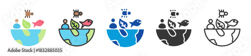 biodiversity icon set multi style various collection