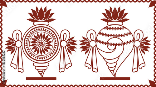 Traditional Indian Shankh and Chakra decorative sacred illustration