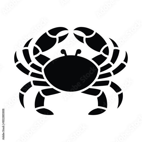 Black silhouette of a crab with claws raised
