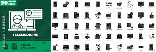 Telemedicine Solid Editable Icons set