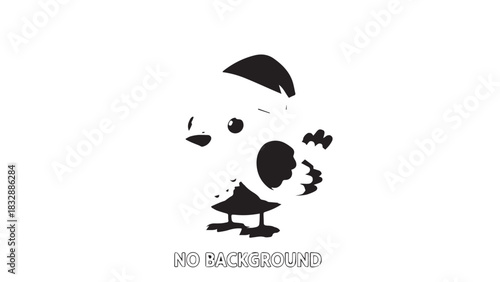 Minimalist black and white panda illustration with cute playful pose and simple design.