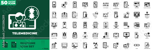 Telemedicine Duotone  Editable Icons set