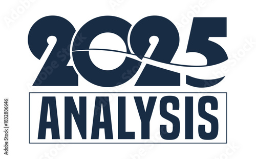 Modern “analysis” typography logo in bold navy blue with dynamic swoosh line, isolated on white background, ideal for New Year events, business presentations, and futuristic branding designs.