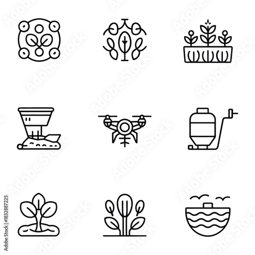 Agriculture and Farming Technology Icons Set Keywords: agriculture, farming, technology, icons