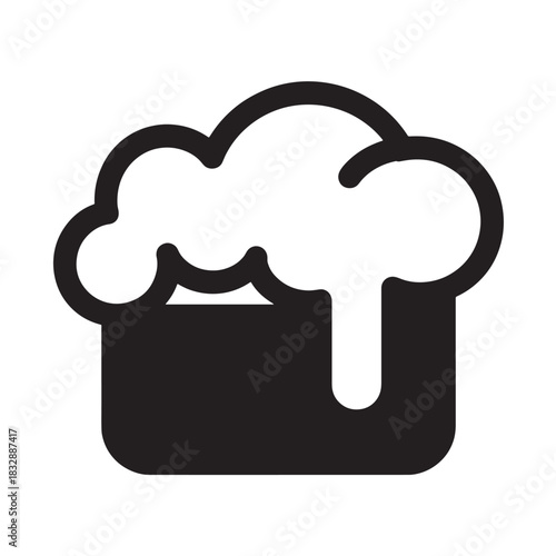 Beer mug icon with foam simple flat vector symbol for pub menu isolated on white background