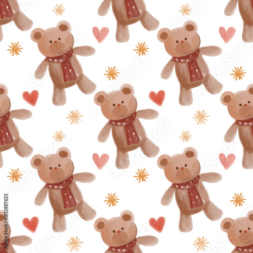 seamless pattern winter bear shawl