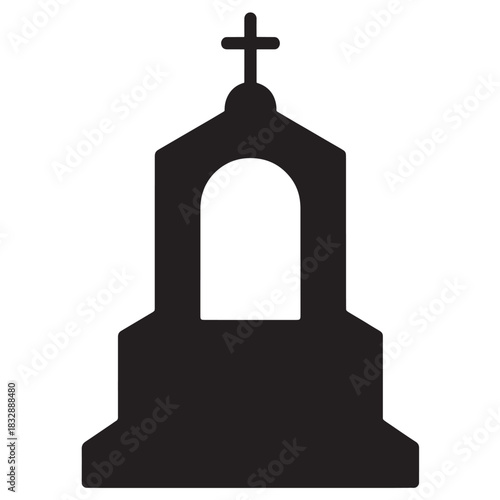 Church icon silhouette simple vector illustration of a chapel with a cross isolated on white background