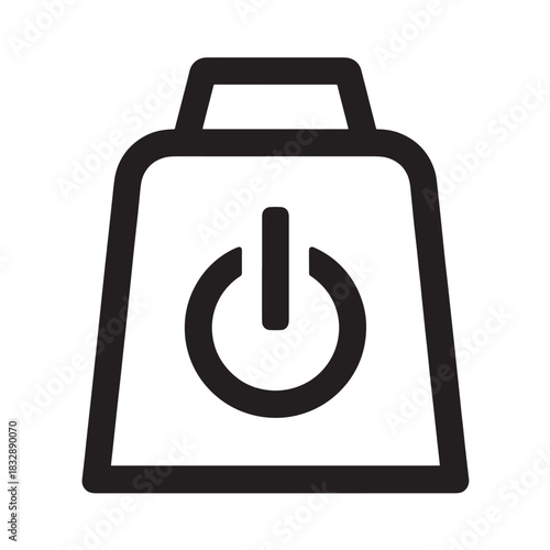 Shopping bag with power button icon simple line vector illustration for e-commerce isolated on white background