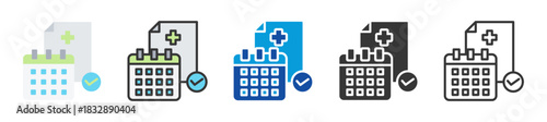 annual checkup icon set multi style various collection