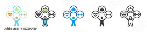 wellness program icon set multi style various collection
