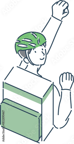 笑顔の男性フードデリバリーのシンプルな上半身のイラスト素材