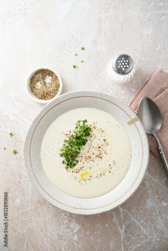 Celery and potato soup with truffle oil