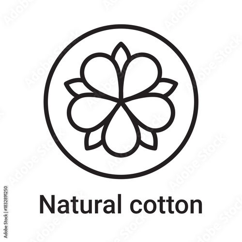 Natural cotton icon. Vector line symbol for a website, product card, presentation and mobile app, packaging or instruction. Editable outline sign