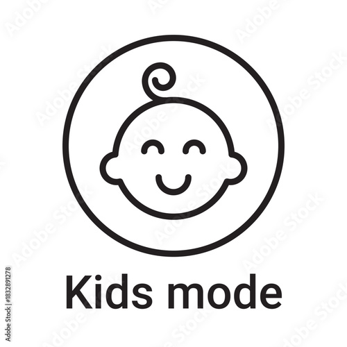 Kids mode icon. Vector line symbol for a website, product card, presentation and mobile app, packaging or instruction. Editable outline sign